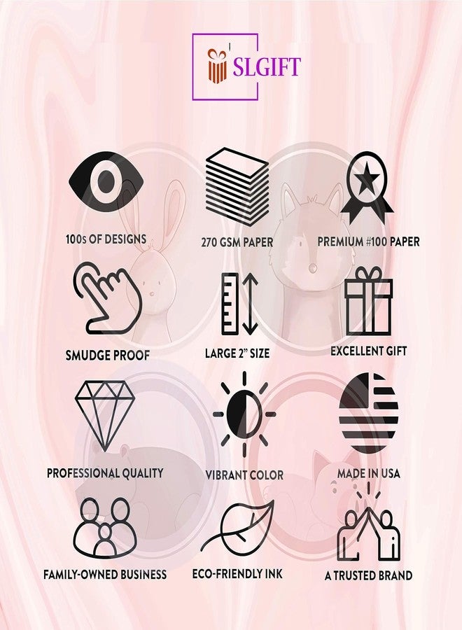 SLGIFT ملصقات فينيل لطيفة بتصميم حيوانات من SLGIFT، ملصقات فينيل ذاتية اللصق، 40 قطعة، ملصقات دائرية 2 × 2 بوصة، 4 تصاميم فريدة، R183 - Image 5